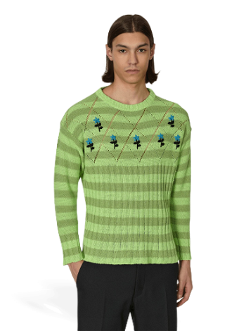 CORMIO Damagoj Linen Sweater CORDAMAGOJ STRIPEDGREEN