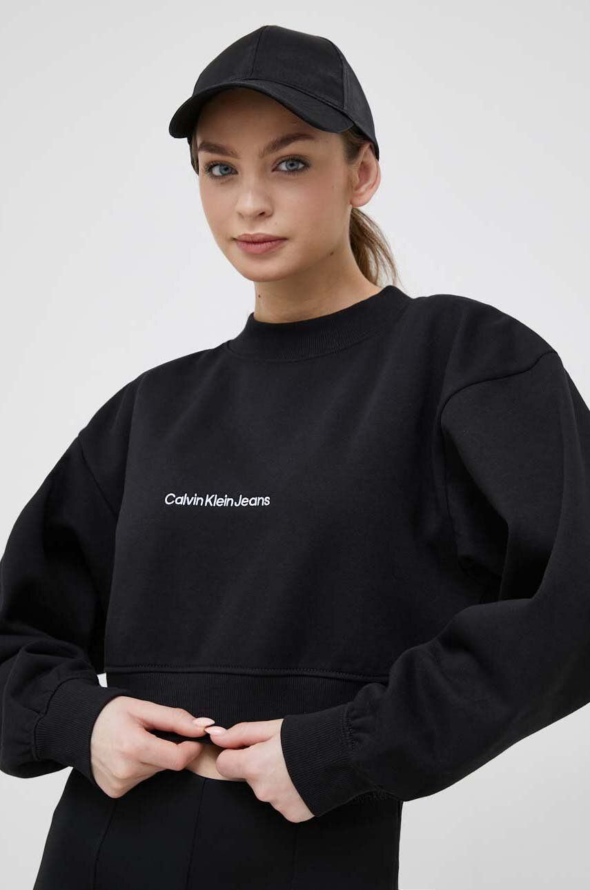 Mikina CALVIN KLEIN Embroided Logo Sweatshirt Čierna | J20J220689.PPYX, 0