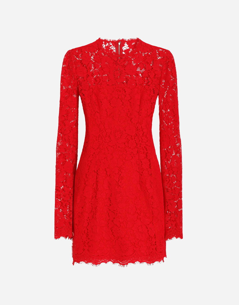 Šaty Dolce & Gabbana Dolce & Gabbana Short Sleeve Lace Mini Dress Červená | F6TJRTHLMIIR0026