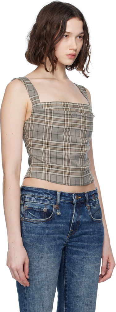 Tielko Miaou Miaou Imogene Plaid Sleeveless Top Béžová | 7023PLWPLD, 1