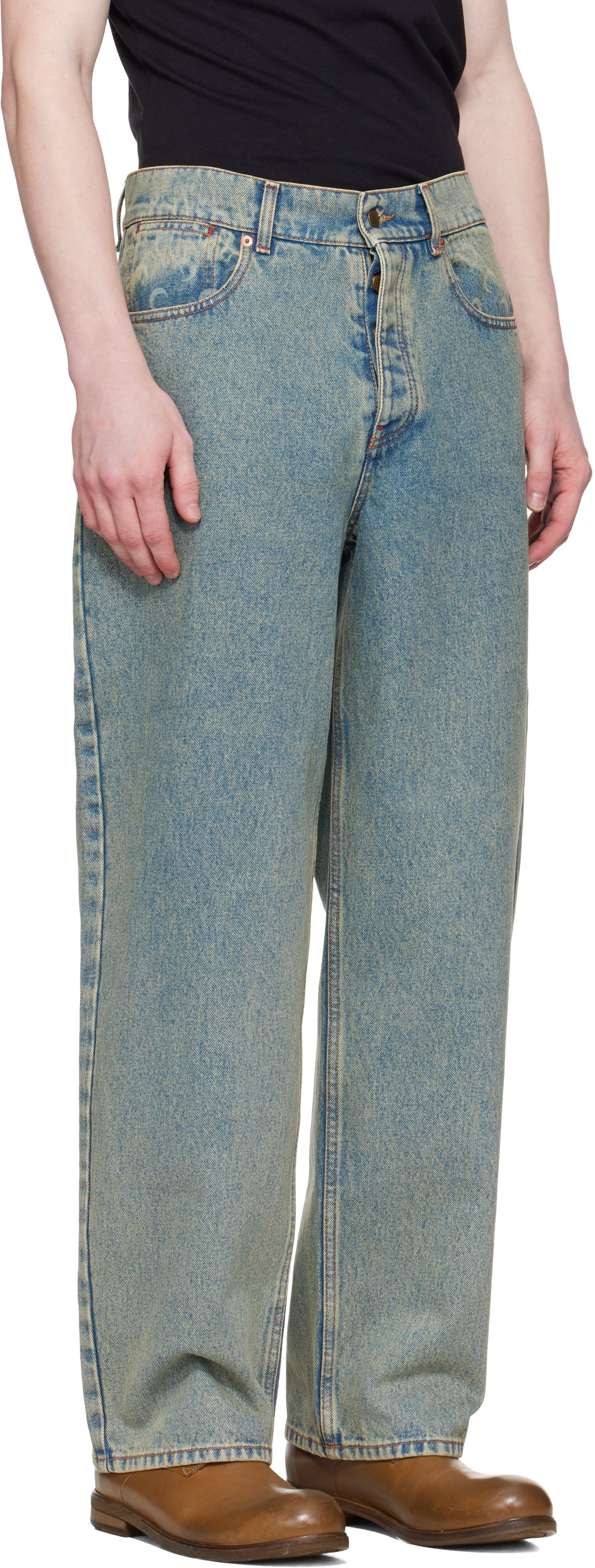 Džínsy Marine Serre Marine Serre Moon Laser Baggy Jeans Modrá | MPA070A CDEN0003, 1