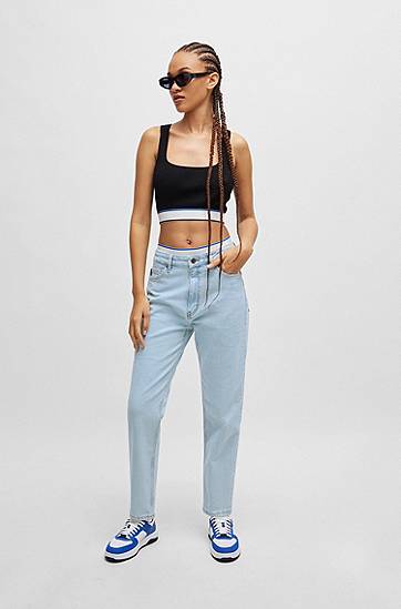 Džínsy BOSS Stretch Denim Mom Jeans Modrá | 50520613, 1