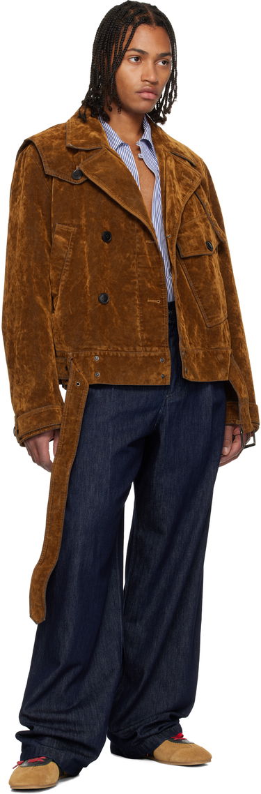 Bunda Dries Van Noten Dries Van Noten Belted Velvet Jacket Hnedá | 252-020579-2392, 3