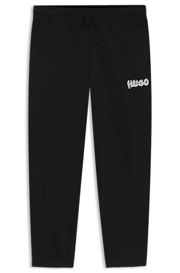 Súprava BOSS Cotton-terry tracksuit bottoms with logo print Čierna | 50549779