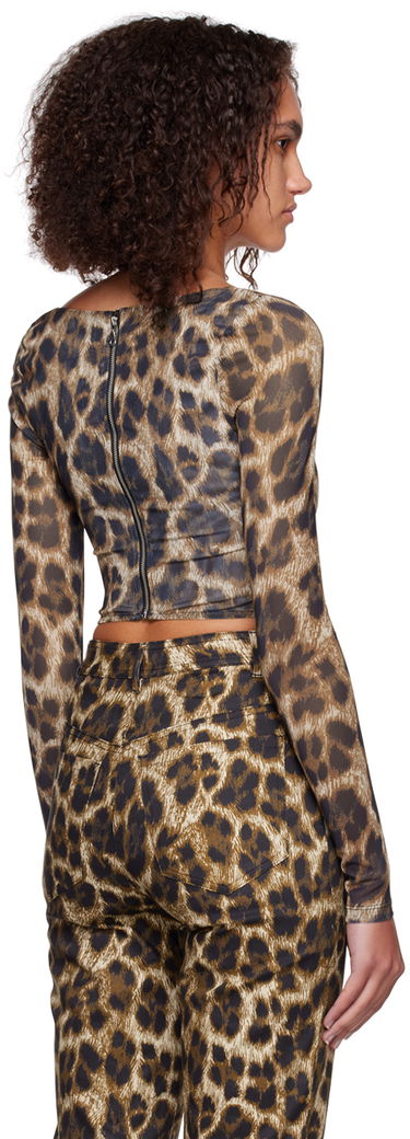 Crop Top Miaou Miaou Leopard Maude Long Sleeve Corset Top Hnedá | 7065PM1NIK, 2