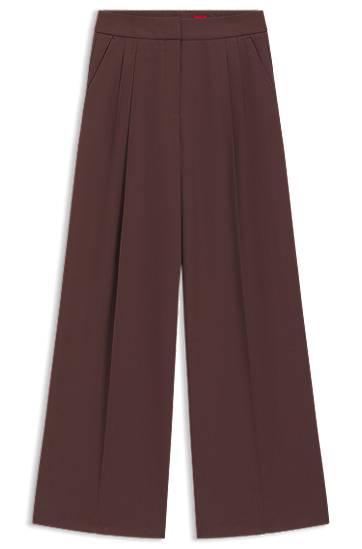 Nohavice BOSS Relaxed Fit Stretch Trousers with Twin Pleats Hnedá | 50544107, 0