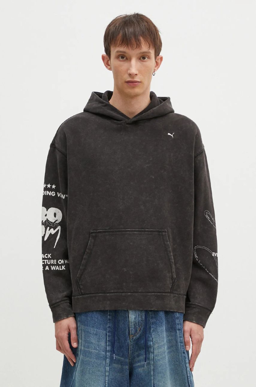 Mikina Puma Black Printed Hoodie Čierna | 626664, 0