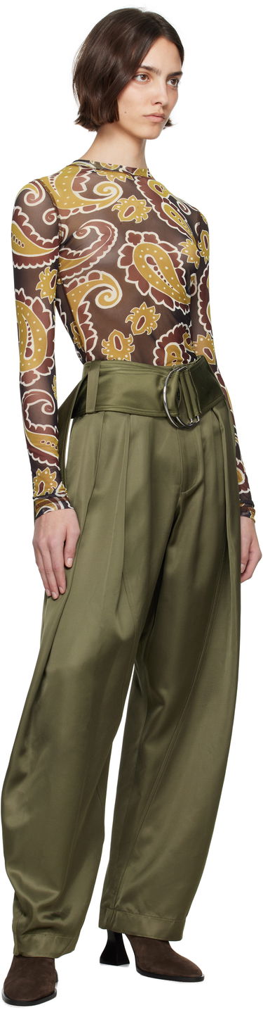 Tričko JW Anderson JW Anderson Paisley Mesh Long Sleeve T-Shirt Hnedá | JO0138-PG1788, 4