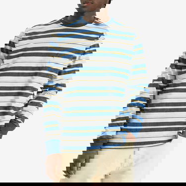 Tričko BEAMS Beams Plus Long Sleeve Striped Pocket Tee Modrá | 3814-0075-156-79, 2