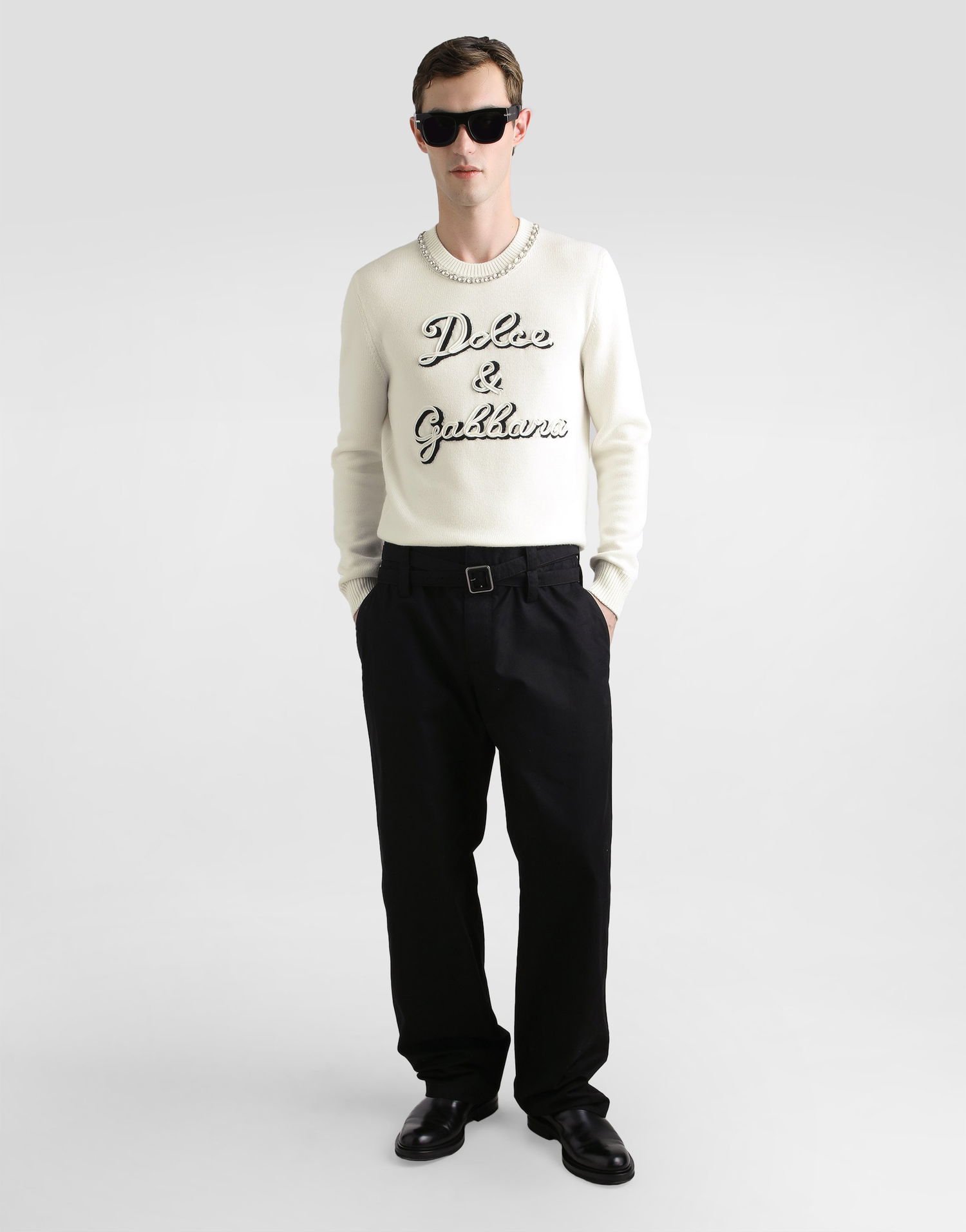 Sveter Dolce & Gabbana Dolce & Gabbana Wool Pullover with Crystal Embellishment Biela | GXX01ZJDVC3W4335, 1