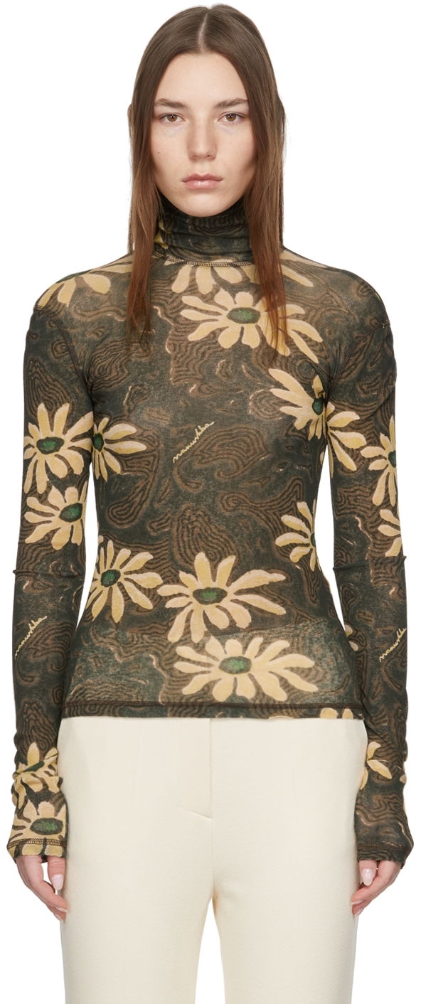 Sveter Nanushka Nanushka Harri Floral Turtleneck Top Hnedá | NW22RSTP00999, 0