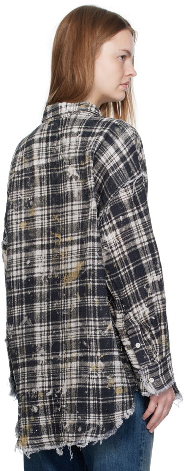Košeľa R13 R13 Shredded Seam Drop Neck Plaid Shirt Čierna | R13WR075-R557B, 2
