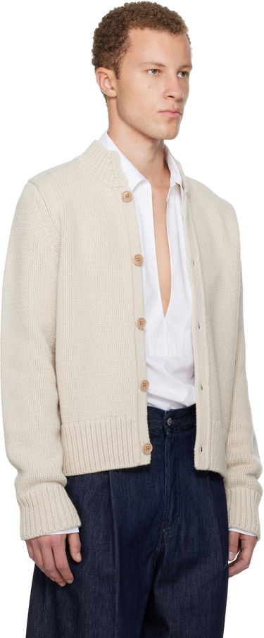 Sveter Dries Van Noten Merino Wool Knitted Cardigan Béžová | 252-021247-2710, 1