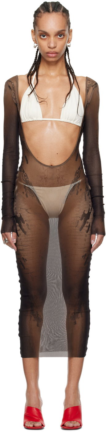 Šaty Jean Paul Gaultier Jean Paul Gaultier Shayne Oliver Edition Mesh Midi Dress Hnedá | 24/27-F-RO180-T550-6700, 0