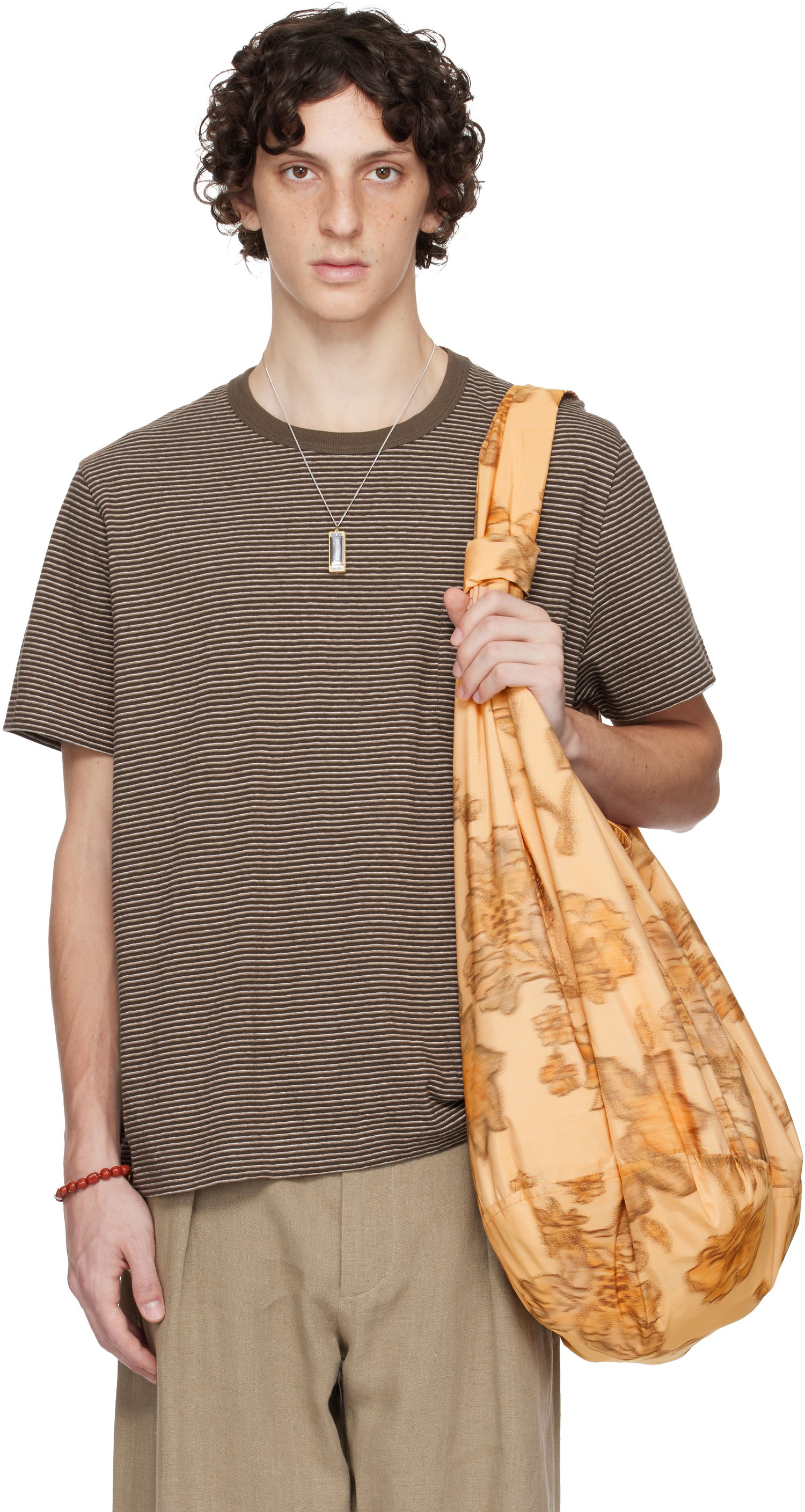 Tričko OUR LEGACY OUR LEGACY WORK SHOP Striped T-Shirt Hnedá | WS2256TM, 0