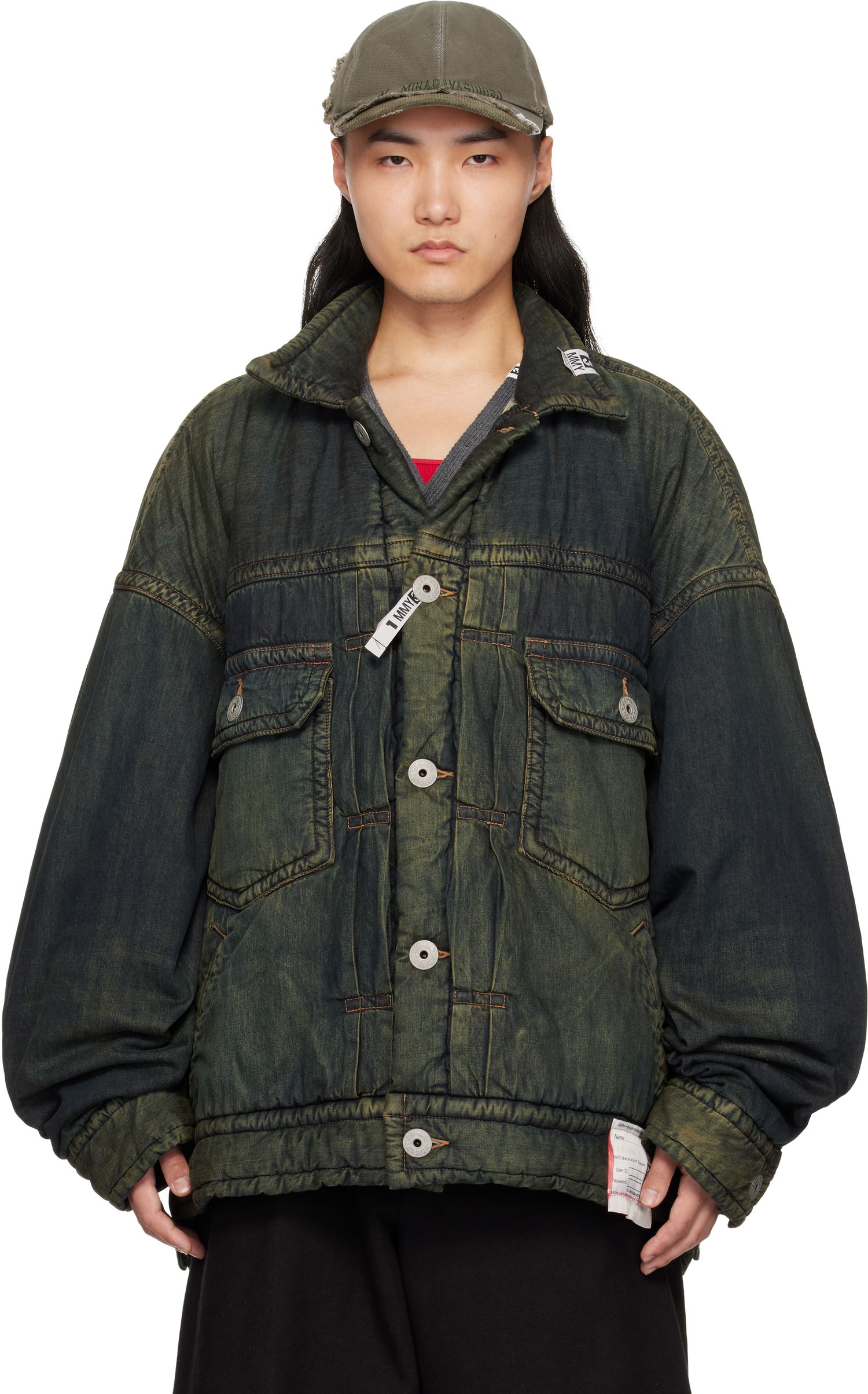 Prešívaná bunda Maison MIHARA YASUHIRO Maison MIHARA YASUHIRO Huge Puffer Denim Jacket Zelené | A13BL023, 0