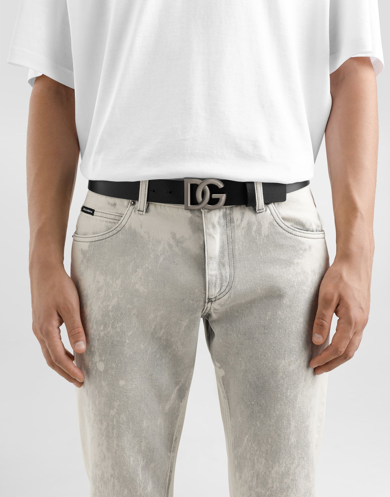 Opasok Dolce & Gabbana Dolce & Gabbana Leather Belt With Dg Logo Čierna | BC4644AX6228V363, 1