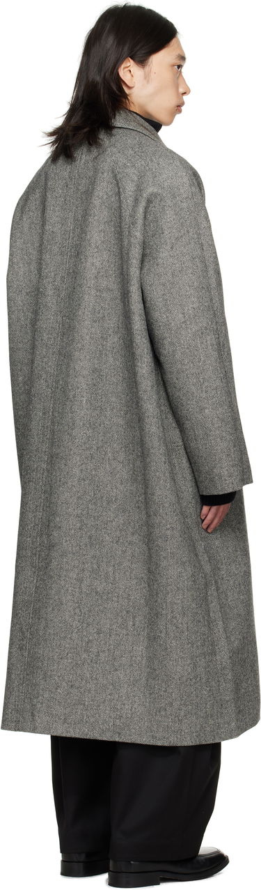 Kabáty sage NATION SAGE NATION Takeshi Herringbone Coat Šedá | S028 TAKESHI COAT WOOL BLACK A, 2