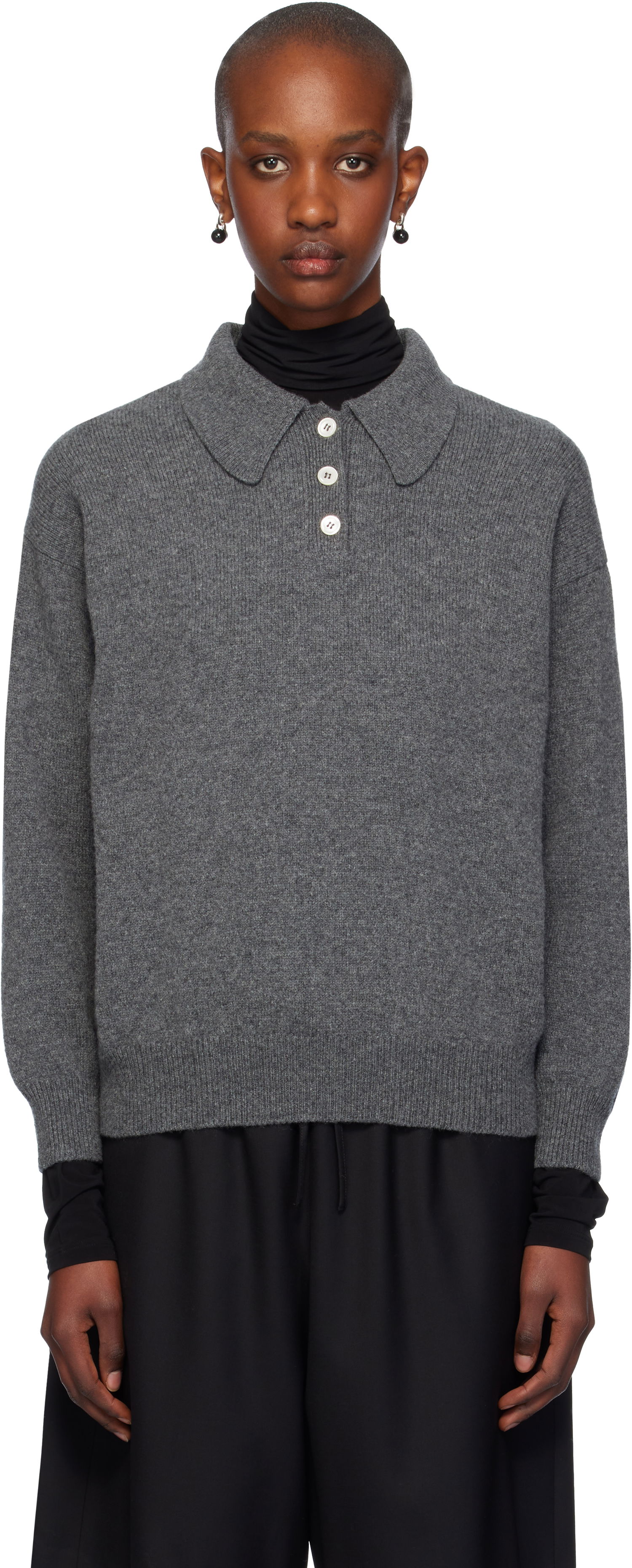 Sveter &Daughter Wool Polo Sweater Šedá | HKN03893, 0