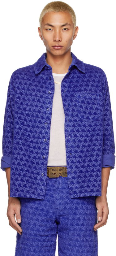 Košeľa ERL Printed Corduroy Button-Up Shirt Modrá | ERL05B001, 0