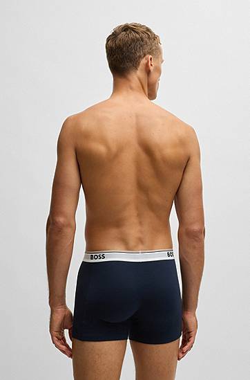 Boxerky BOSS BOSS Three-Pack Stretch-Cotton Boxer Briefs with Logos Navy | 50531685, 1