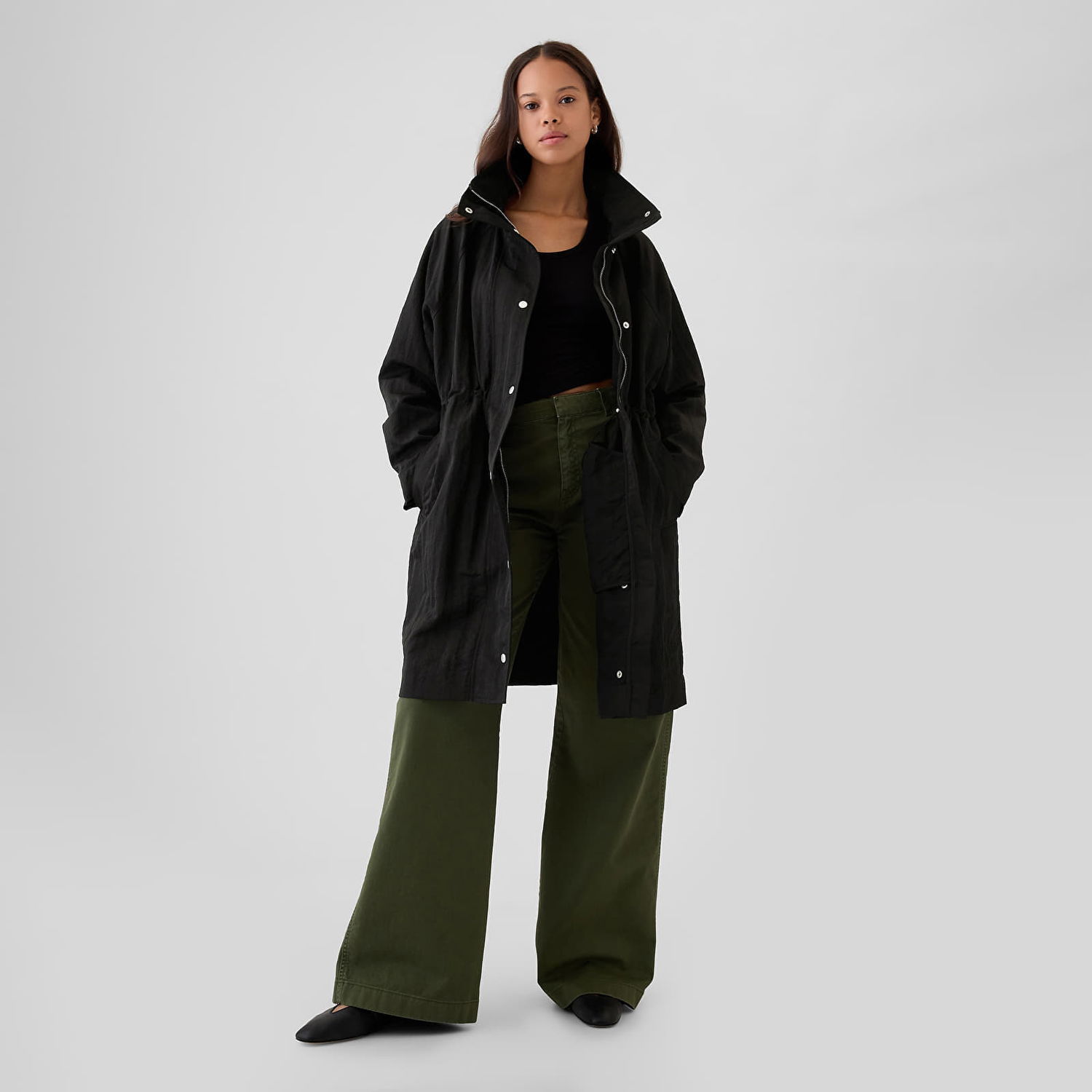 Bunda GAP Jacket Nylon Parka Black M Čierna | 498993-00, 0