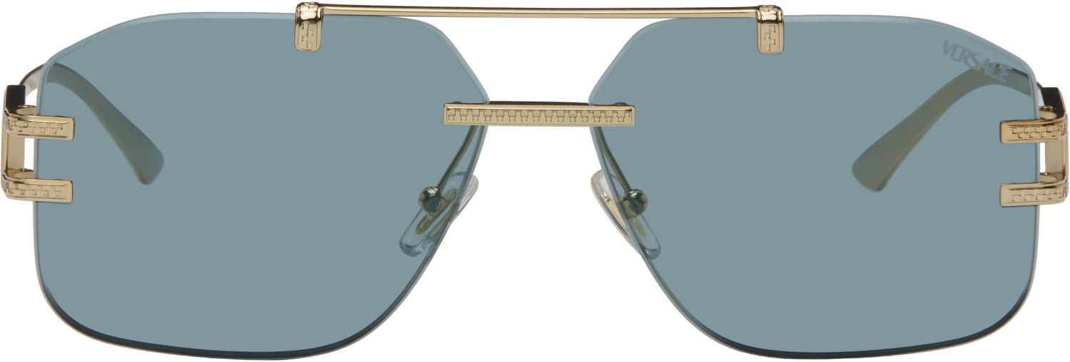 Slnečné okuliare Versace Versace Damier Plaque Sunglasses Metalická | 0VE2275 8056262247853, 0