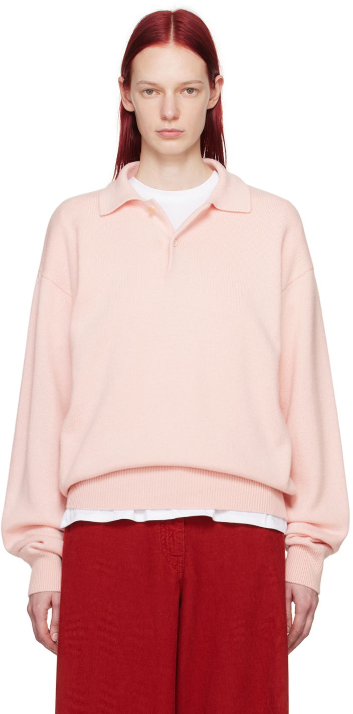 Sveter The Row Ribbed Knit Polo Shirt Ružová | 625-Y695, 0