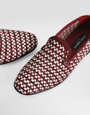 Doplnky Dolce & Gabbana Dolce & Gabbana Woven Leather Loafers Vínová | A50687A9M518S666_1, 3