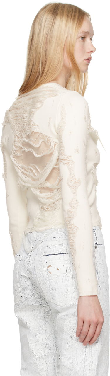 Sveter Maison Margiela MM6 Maison Margiela Slashed Crewneck Sweater Biela | S62HL0032 M13121, 2
