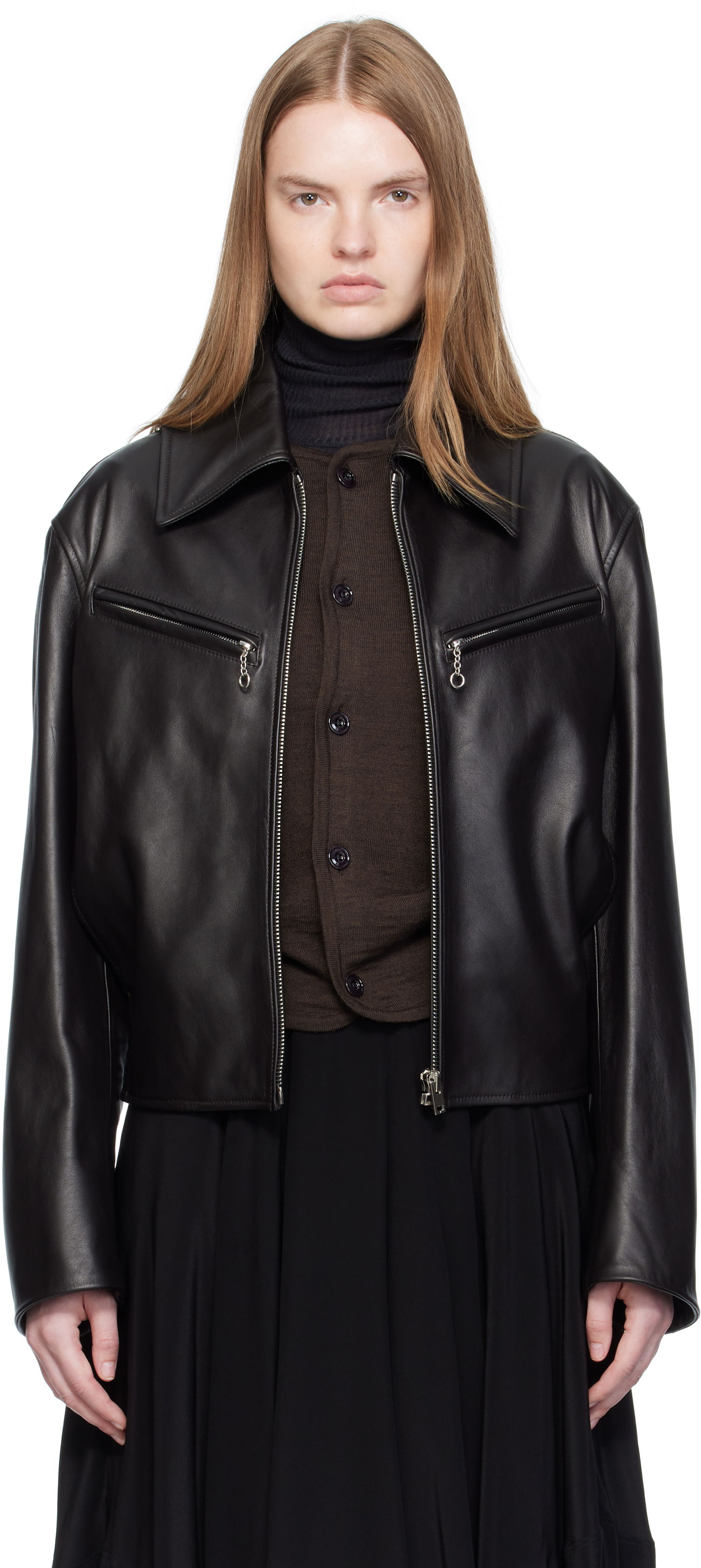 Bunda LEMAIRE Lemaire Boxy Leather Blouson Jacket Čierna | OW1159 LL0147, 0