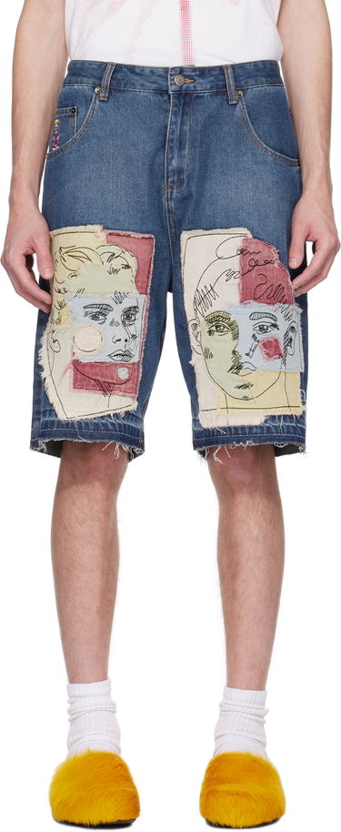 Šortky KidSuper KidSuper Boy & Girl Doodles Patchwork Shorts Modrá | SS25-PT-09, 0