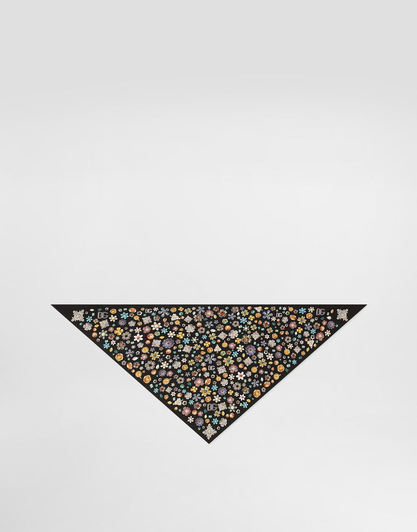 Šál Dolce & Gabbana Dolce & Gabbana Silk Twill Jewel Print Stole Čierna | FS326AGDDAYHN5SA