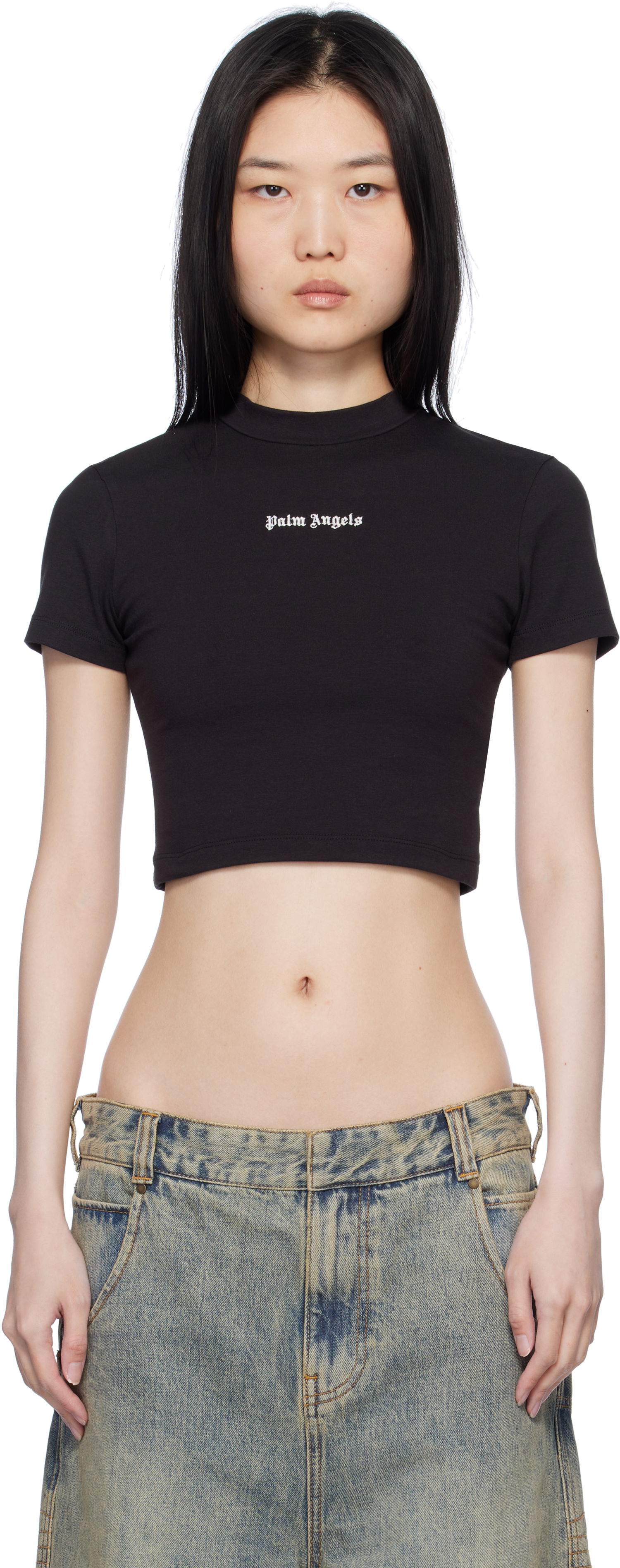 Crop Top Palm Angels Classic Logo Crop T-Shirt Čierna | PWAA074C99JER0011003, 0