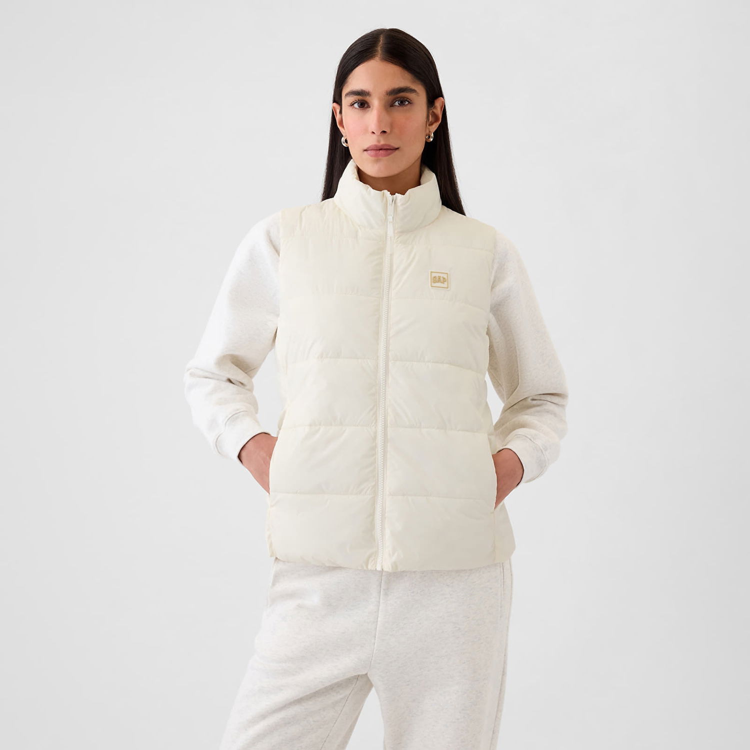 Vesta GAP Logo Puffer Vest Ivory Frost XS Biela | 498413-04, 0