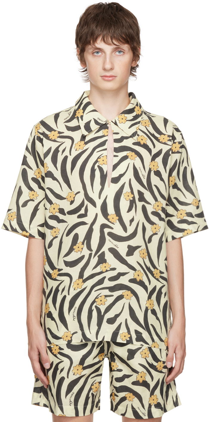 Abstract Print Linen Shirt