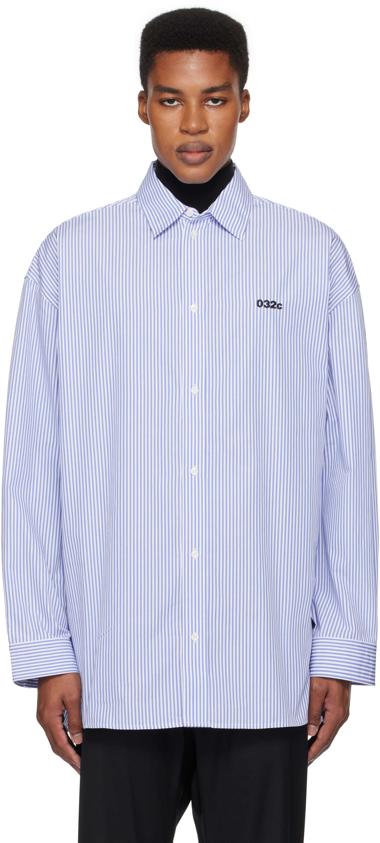 Košeľa 032C Oversized Stripe Shirt Modrá | F24-URW-1304-350, 0