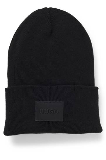 Kulicha BOSS Knitted beanie hat in cotton with logo badge Čierna | 50551508