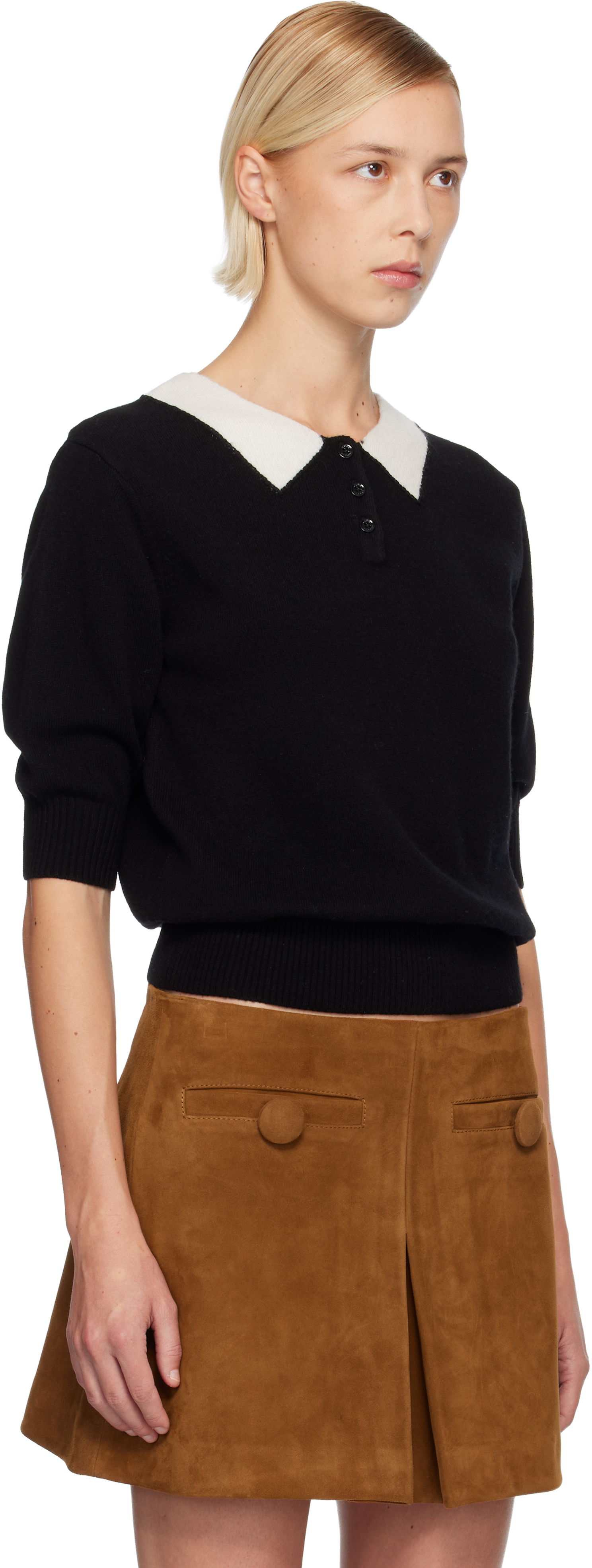 Polo tričko Marc Jacobs Short-Sleeve Contrasting Collar Knit Polo Čierna | 2F5RTP012K21, 1