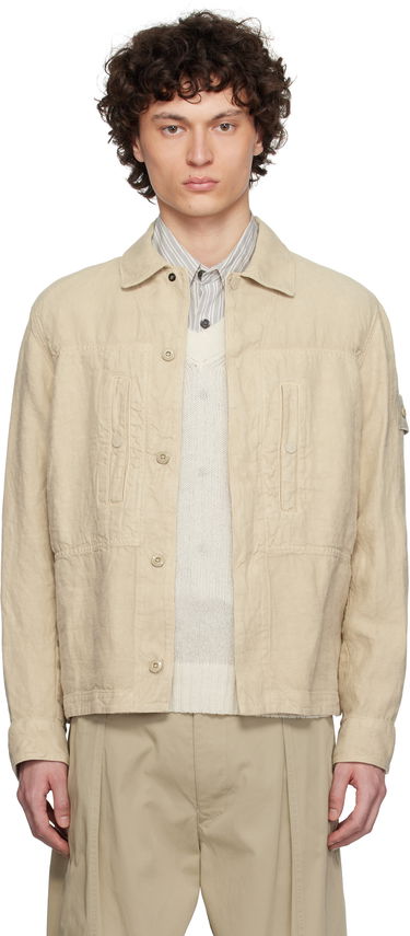 Kabáty Stone Island Stone Island Diagonal Linen Overshirt Béžová | K1S15 1200010 S00F8, 0