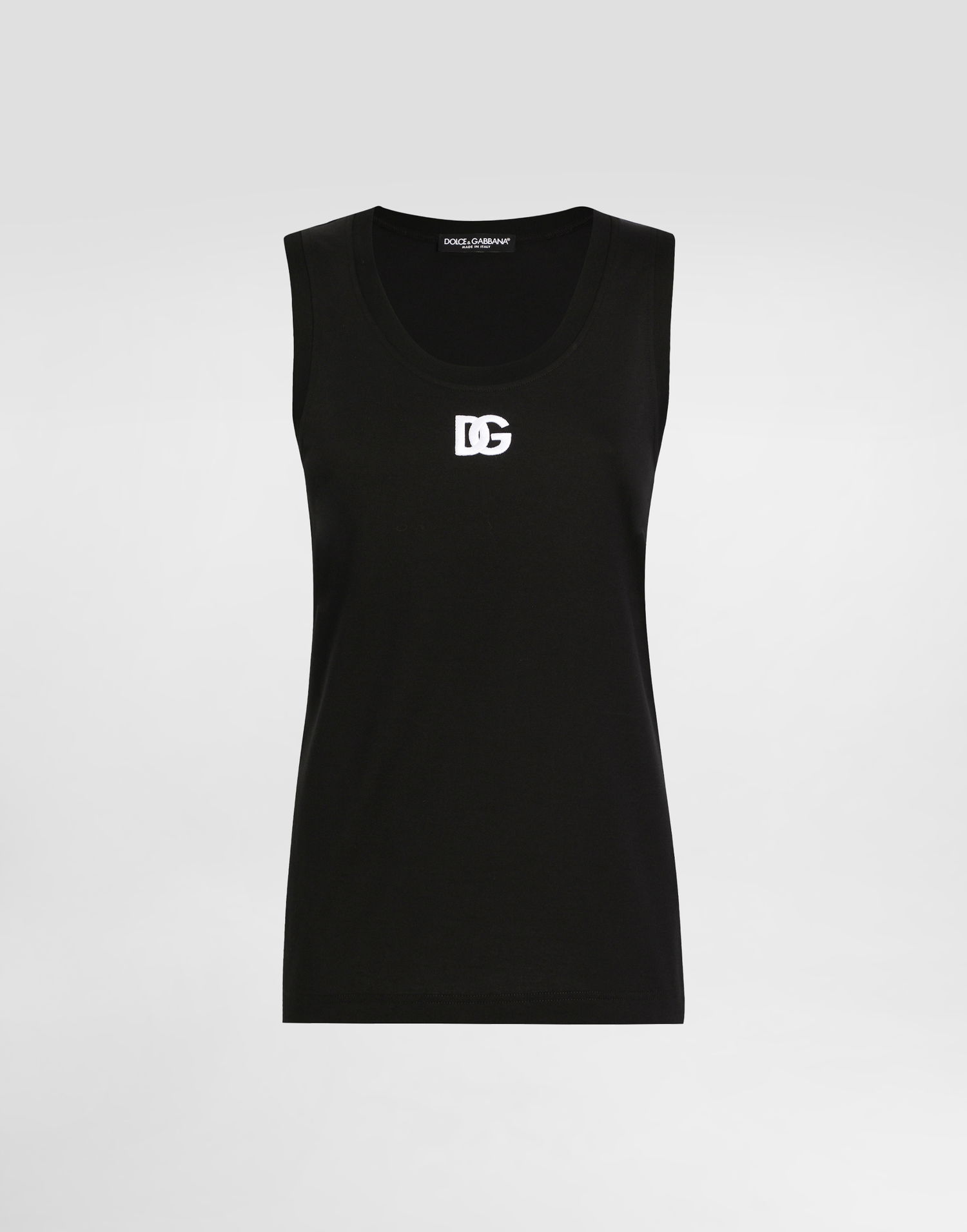 Tielko Dolce & Gabbana Dolce & Gabbana Oversize Jersey Tank Top With DG Logo Čierna | F8M64ZGDCYDN0000, 0