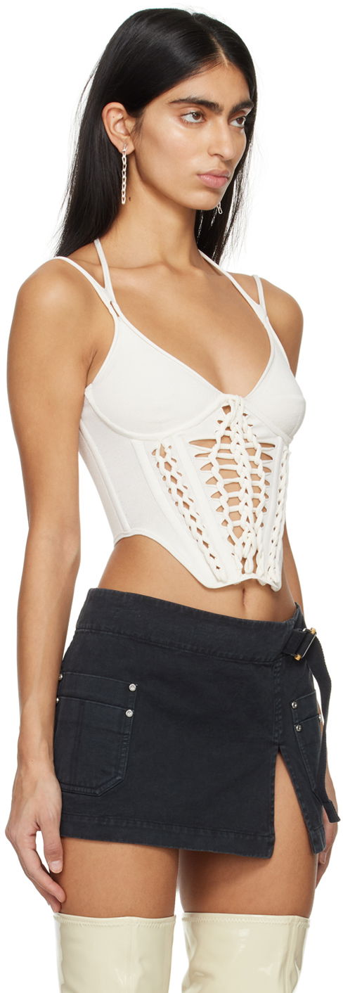 Tielko Dion Lee Braided Corset Top Biela | A7774PS24, 1