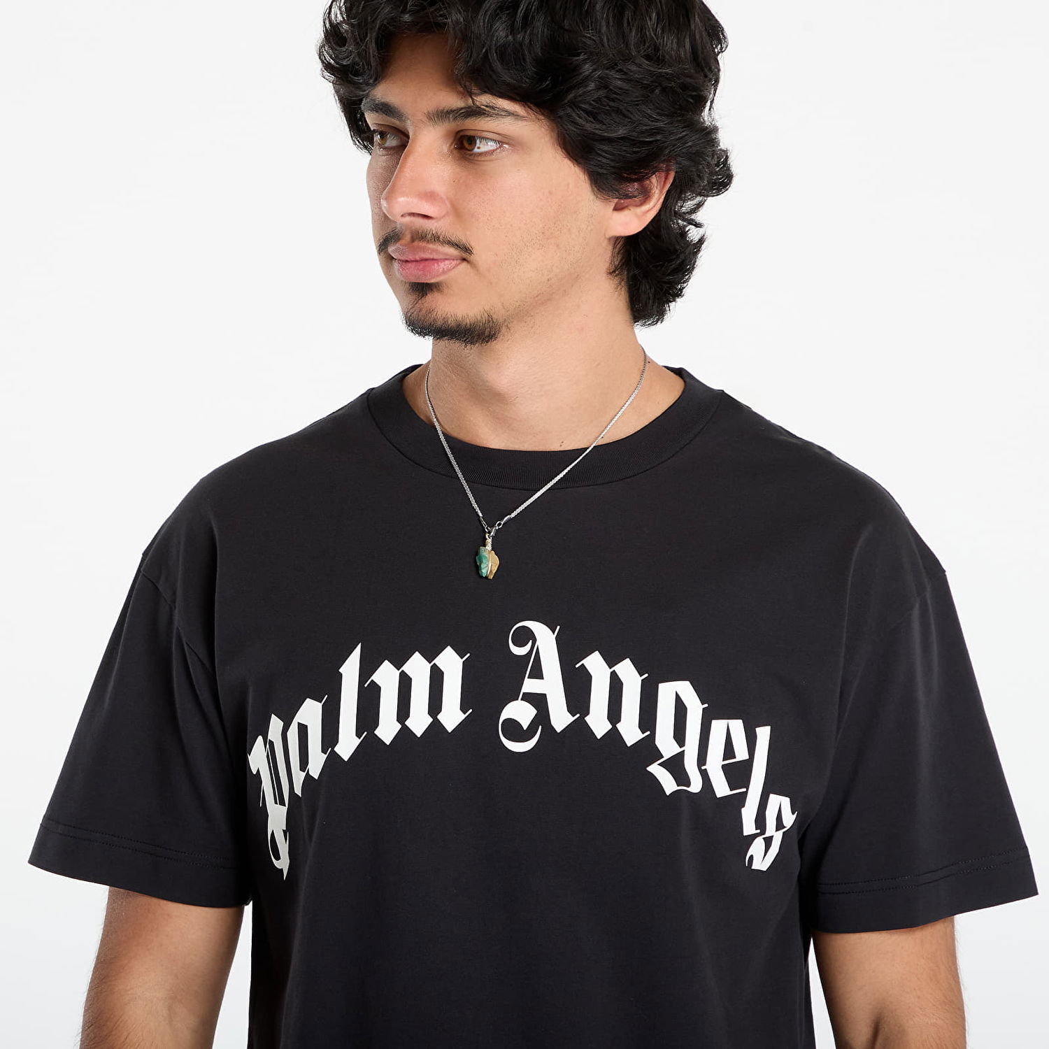 Tričko Palm Angels Palm Angels Curved Logo Regular T-Shirt Čierna | PMAA109F25JER0031003, 1