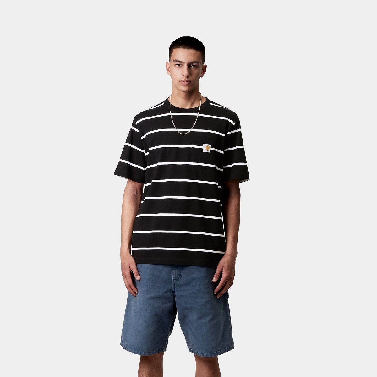 Tričko Carhartt WIP Aiken Stripe Pocket T-Shirt Čierna | I034487_4, 0