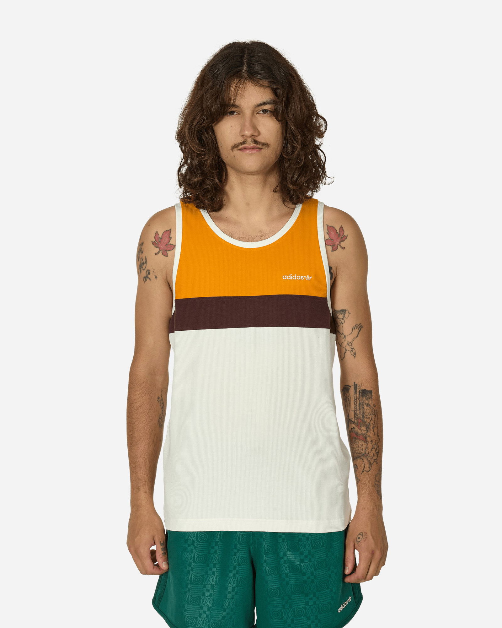 80s Rib Tank Top Off White / Orange / Brown