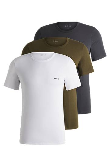 Tričko BOSS BOSS Three-Pack Cotton Logo T-Shirts Zelené | 50532470, 0