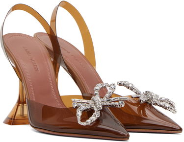 Tenisky a topánky Amina Muaddi Exclusive Rosie Slingback Heels with Crystal Embellishment Hnedá | ROSIE GLASS SLING CL PVC, 3