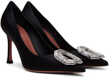 Tenisky a topánky Amina Muaddi Satin Pumps With Crystal Buckle Čierna | CAMELIA PUMP 90 SR SATIN, 3