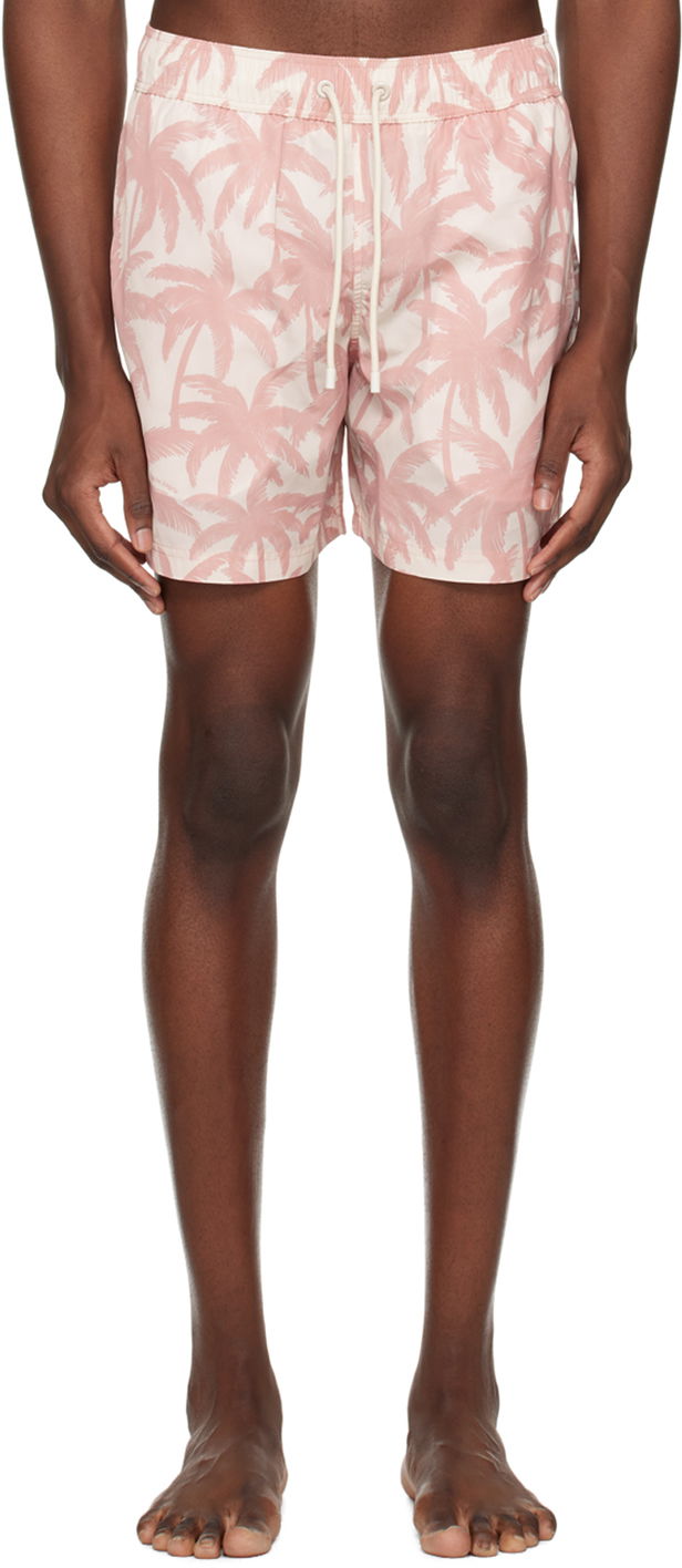 Plavky Palm Angels Palms Allover Swim Shorts "Off-White" Ružová | PMFD002R24FAB0060330