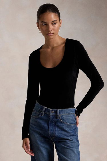 Body Polo by Ralph Lauren Black Velvet Bodysuit Čierna | 211947942, 0